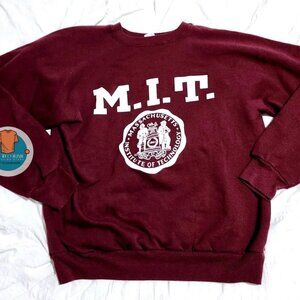 1980S MIT Red Light USA Cotton Shirt Sweatshirt Retro maroon
